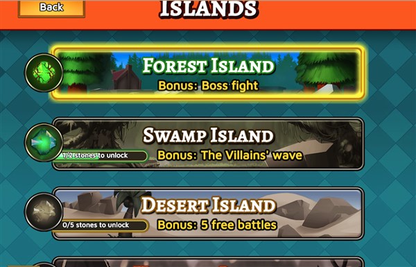 Battle Mania Slots Island Selection